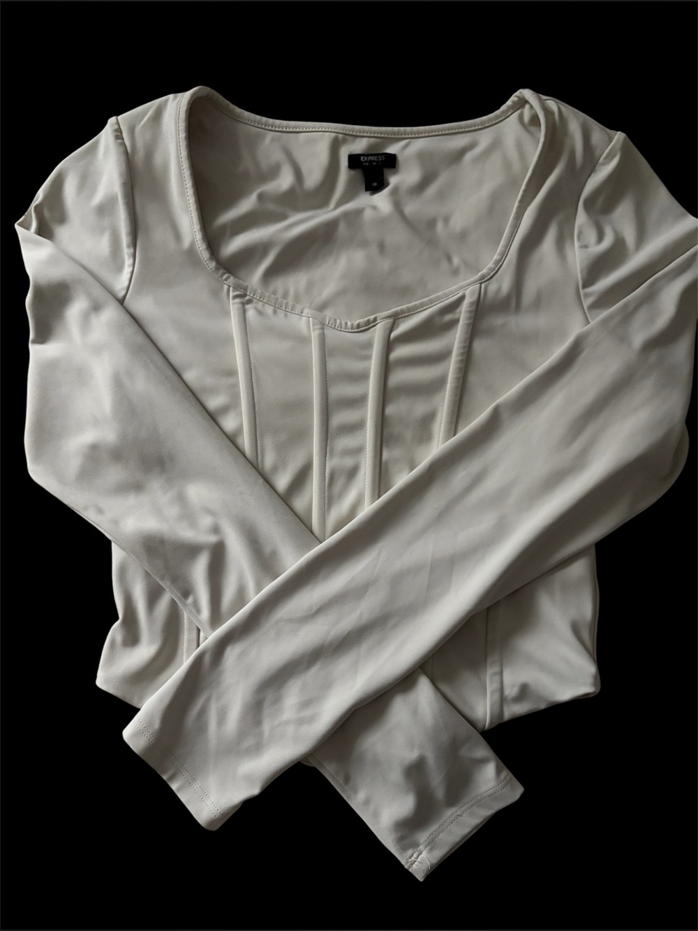 Express Ivory Corset Bustier Sweetheart Neck Short Sleeve Top XS